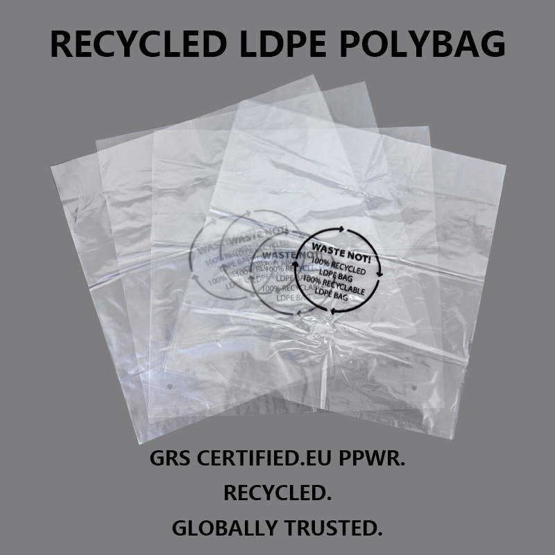 أكياس التعبئة والتغليف LDPE المعاد تدويرها المعتمدة من GRS